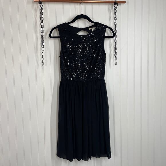 Max and Cleo Women’s Black Sequins Back Cut Out Party Cocktail Dress 4 - Picture 1 of 7